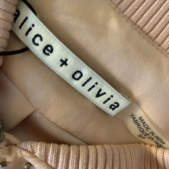 ALICE & OLIVIA DEMIA EMBELLISHED BOMBER JACKET light dusty pink NWT💞💖 - Picture 8 of 11